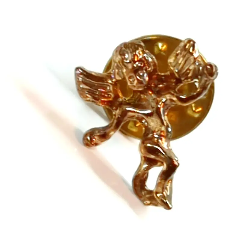 Vintage Gold-Tone Cherub Angel Lapel Pin, Made in USA