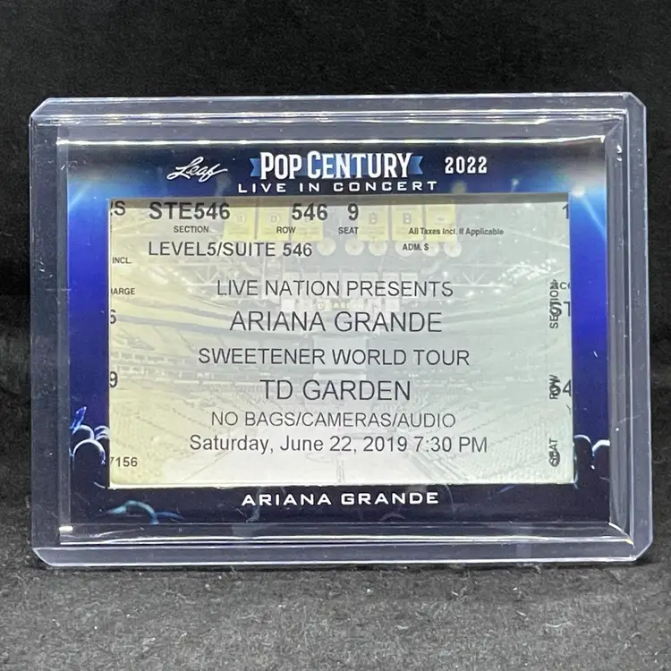 Ariana Grande Leaf Pop Century Live In Concert Ticket Card - Sweetener World Tour TD Garden - Great Gift for Fan
