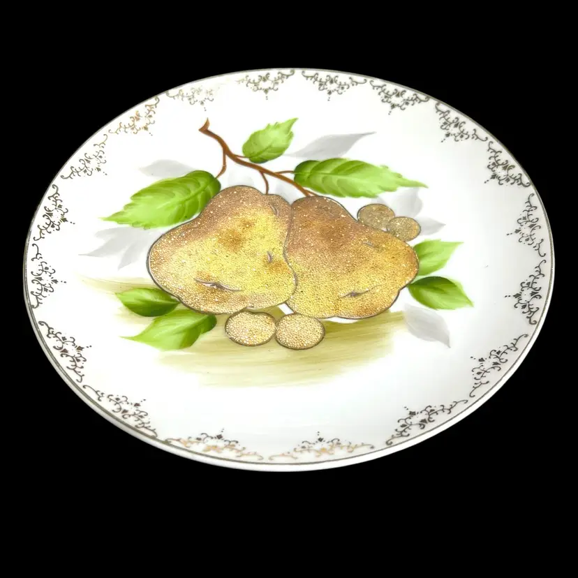 Vintage Relco Hand Painted 3-D Sugared Pears 8.25" Plate