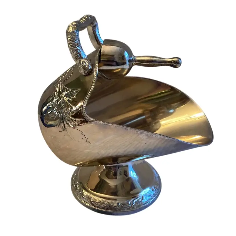 Vintage Silver Played Sugar Scuttle With Scoop