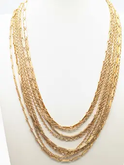 Vintage Sarah Coventry Layered Gold Tone Multi-Strand Necklace