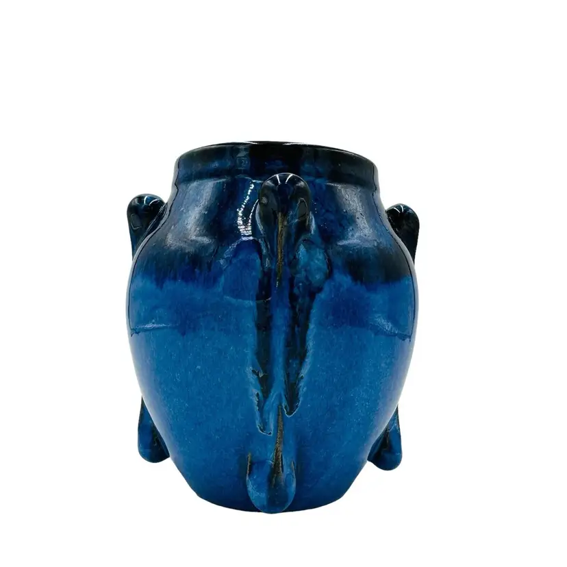 Door Studio Art Pottery Blue Drip Glazed Vase Scott Draves 5.5in Signed