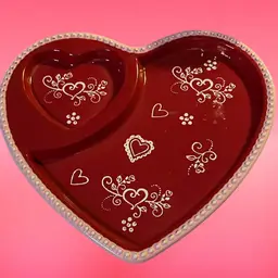 23. Temp-Tations by Tara Floral Lace Red heart shaped Dish measures 10 inches across by 9 inches long Cup