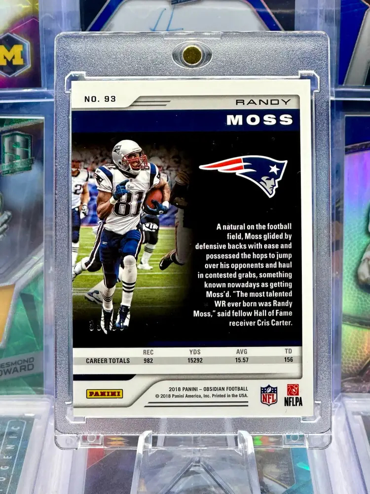 Randy Moss 2018 Obsidian /50 Orange Gold Etch Prizm SP New England Patriots