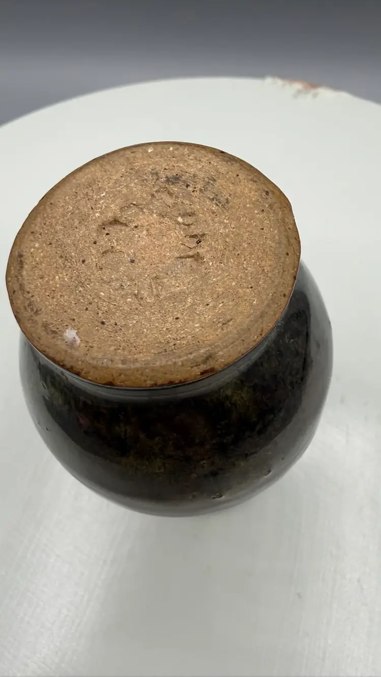 MCM Studio Art Pottery Bud Vase - Tall Green & Brown Drip Glaze ...