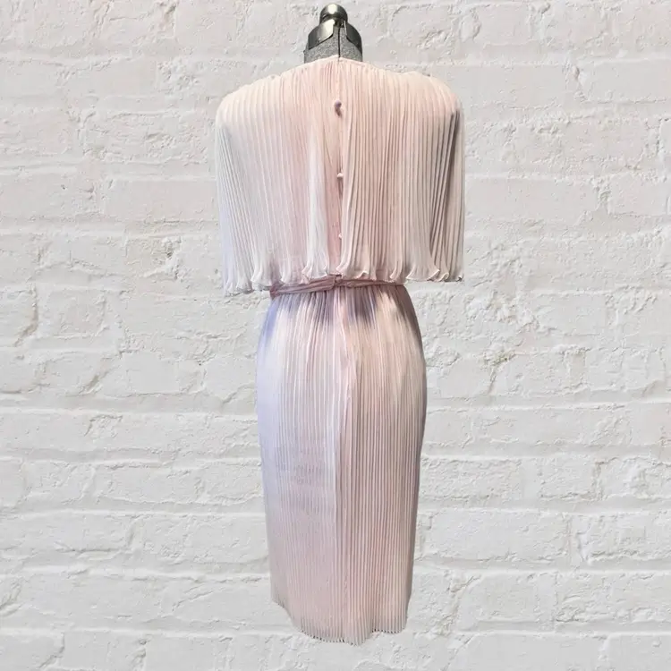 Miss Elliette late 70’s/early 80’s pleated chiffon capelet midi dress 