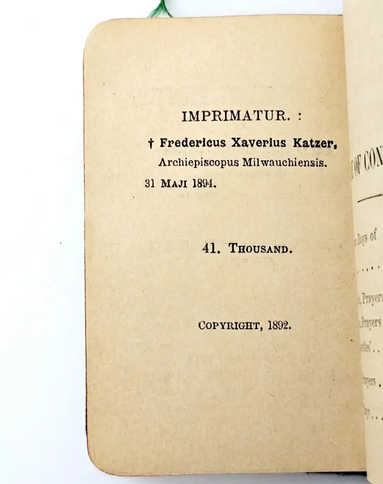 Antique Bible 1894 Flowers of Piety Leather Prayer Book Gold Inlay Catholic 4"