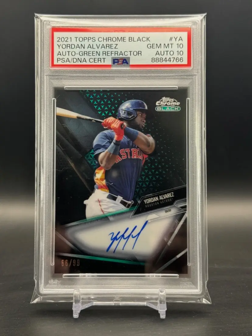 2021 Topps Chrome Black Yordan Alvarez GREEN / AUTOGRAPH #CBA-YA /99, PSA 10, AUTO 10 - POP 1