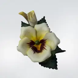 Vintage Andrea By Sedak Porcelain Floral Pansy Figurine and Bud.