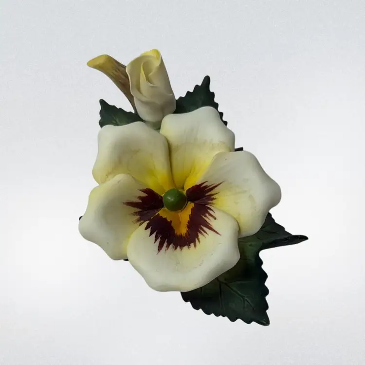 Vintage Andrea By Sedak Porcelain Floral Pansy Figurine and Bud.