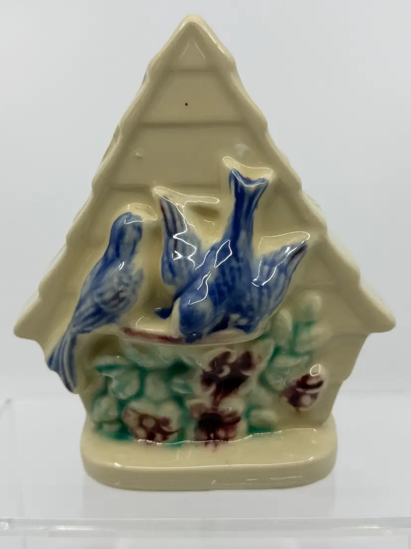 Vintage Shawnee Wall Pocket Blue Bird House Ceramic Vase Planter USA