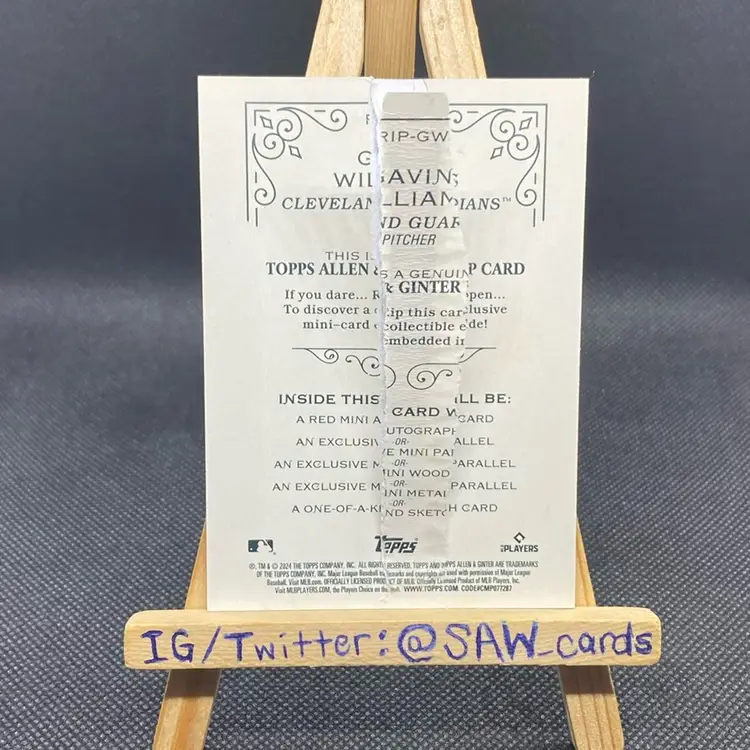 Gavin Williams 2024 Allen And Ginter Rip Card ALREADY RIPPED /199 Cleveland Guardians