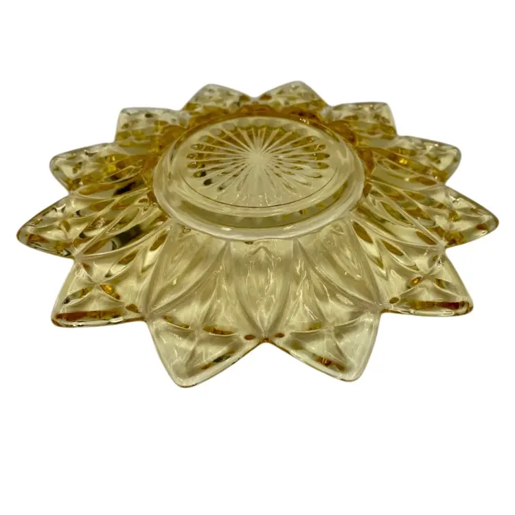 Vintage Federal Glass Petal Yellow Petal Bread & Butter Plate, 6.5", 12 Petals