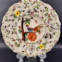 Vintage Italian Pottery Decorative Wall Hanging Plate Hand Painted With Bird