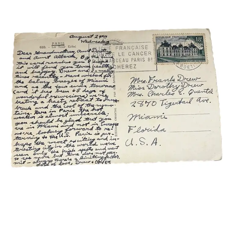 1950s French Photo Postcard Of The Eiffel Tower