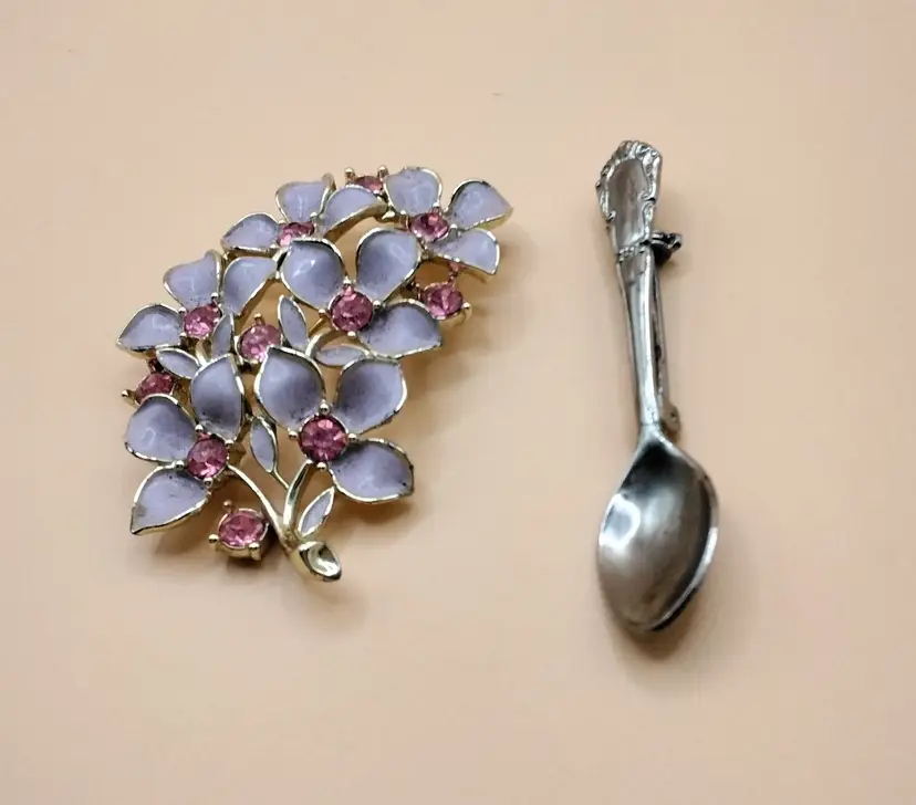 Vintage Lilac Brooch Sarah Coventry & Spoon Pin