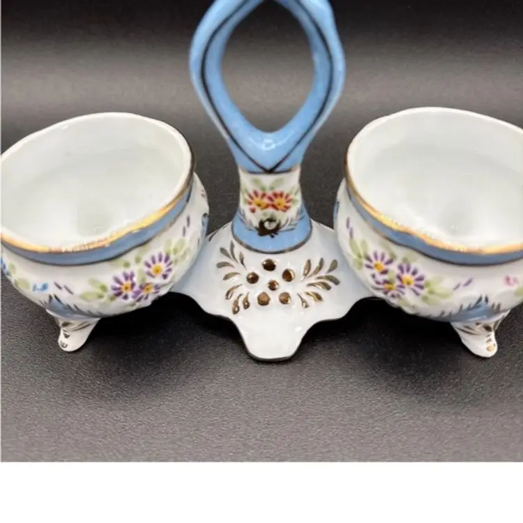 RARE Limoges China Spice Cups Salt Dip Server Vintage Pink