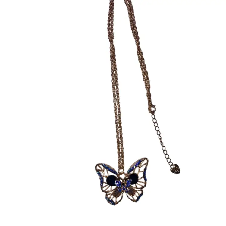 Gold-toned Butterfly Necklace - 24 “