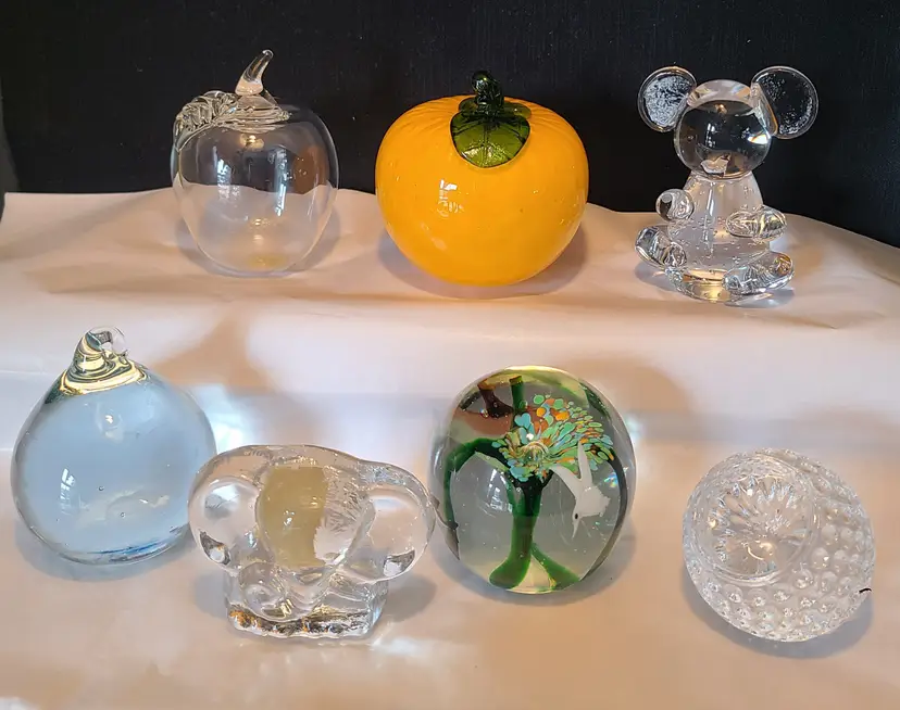 Lot of 7 Misc Glass Paperweights