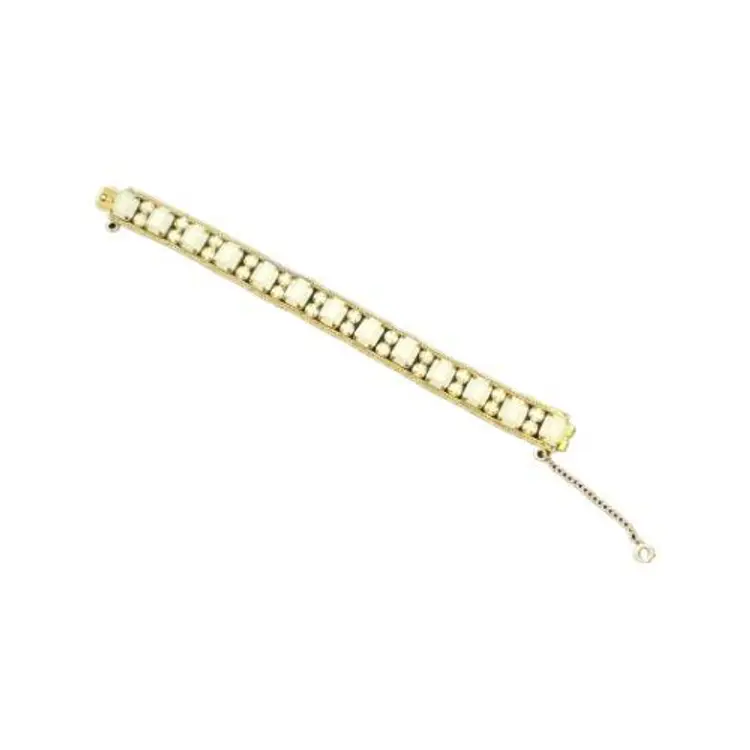 Gold Tone Bracelet with Milk Glass Stones