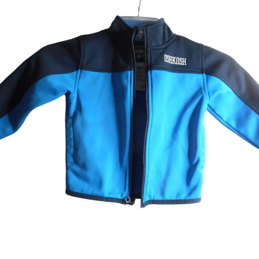 Osh Kosh Baby Size 2T Jacket zip front 2 tone blue Embroidered logo w/ pockets