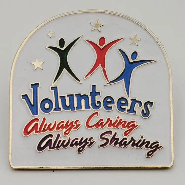 Volunteers Always Caring Always Sharing Enamel Hat Vest Lapel Pin Pinback