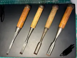 4 Japanese chisels (oire nomi) - 1/4", 7/16", 9/16", 11/16"