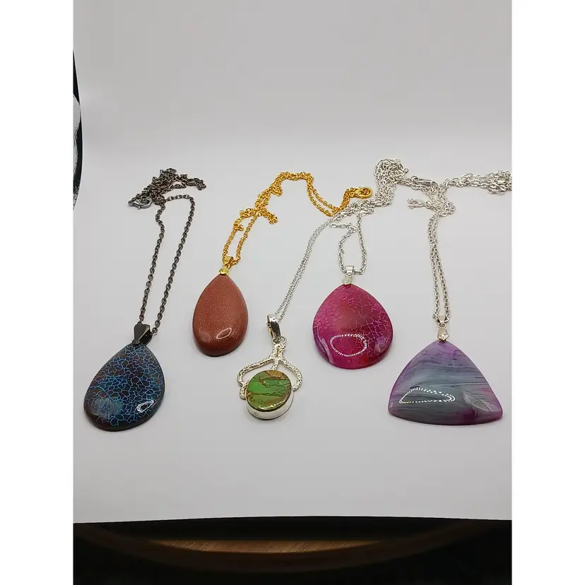 Five Polished Gemstone Necklaces