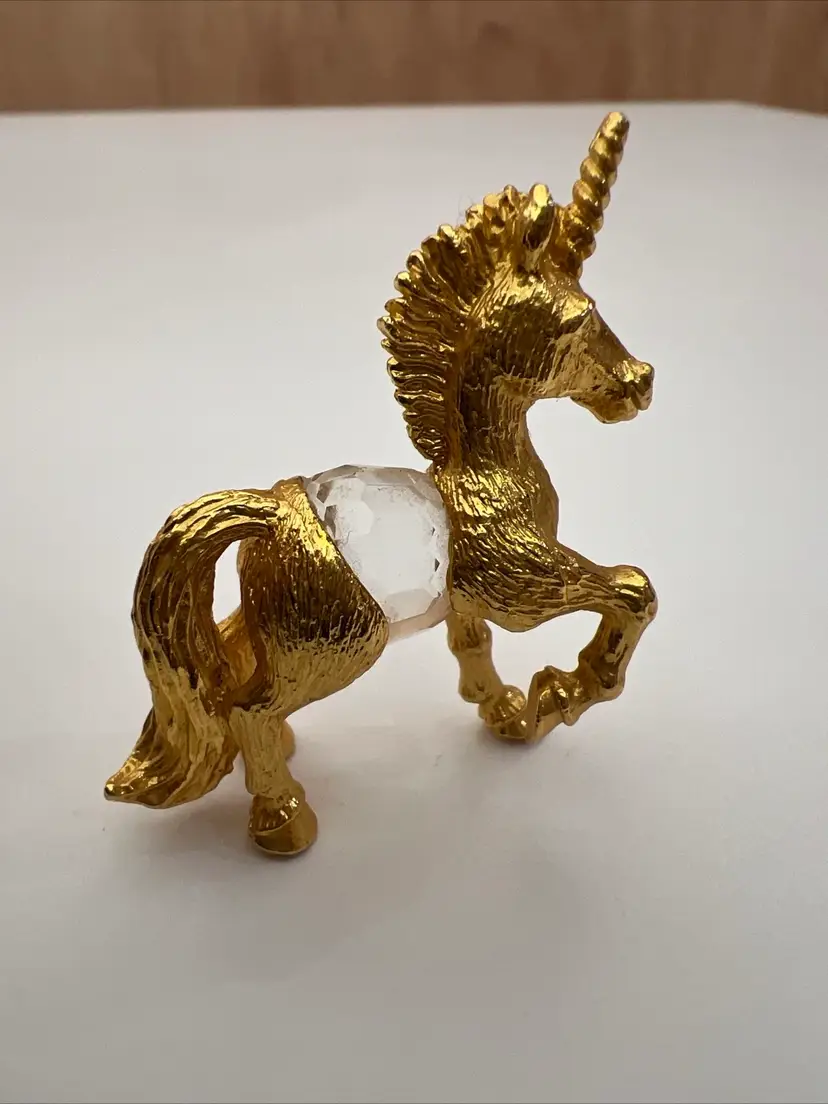 Unicorn Miniature Faceted Crystal Belly Gold Plated Metal 1983 IFS Vintage EUC