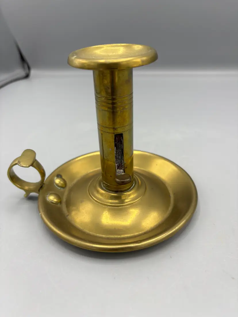 Antique brass chamberstick candlestick holder