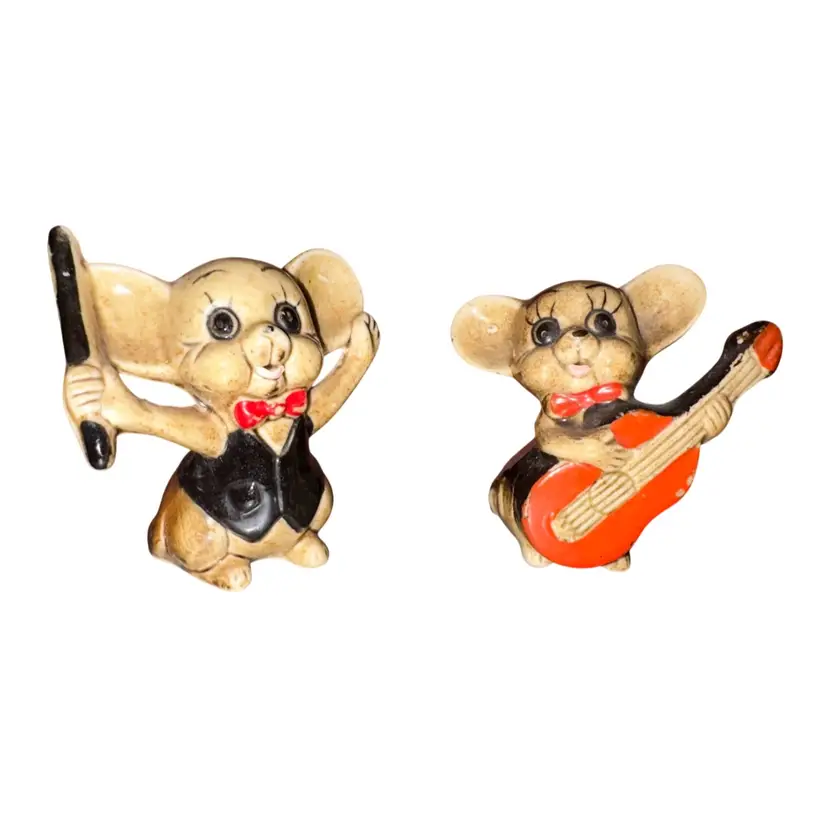 Vintage Ardco Musical Mice Figurine Pair 2 3/4”