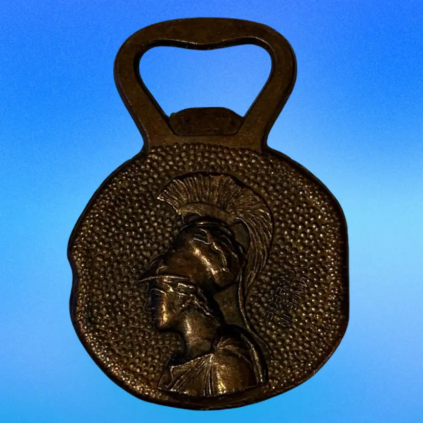 Vintage Metal Parthenon & Hoplite Bottle Opener Made In Greece