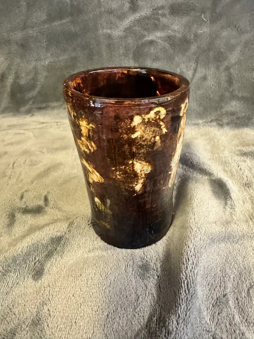 Hand Thrown Studio Art Pottery Coffee Cup Mug Tumbler Signed Brown Earth Tone 5”