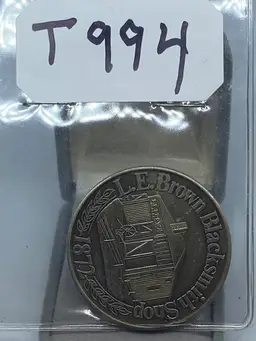 L.E. Brown Blacksmith Shop 1872 - 1972  Medal Lincoln Steel Corporation Lot994