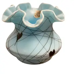 Fenton 1976 Robert Barber Era Turquoise Hanging Heart Rose Bowl 4” X 5”