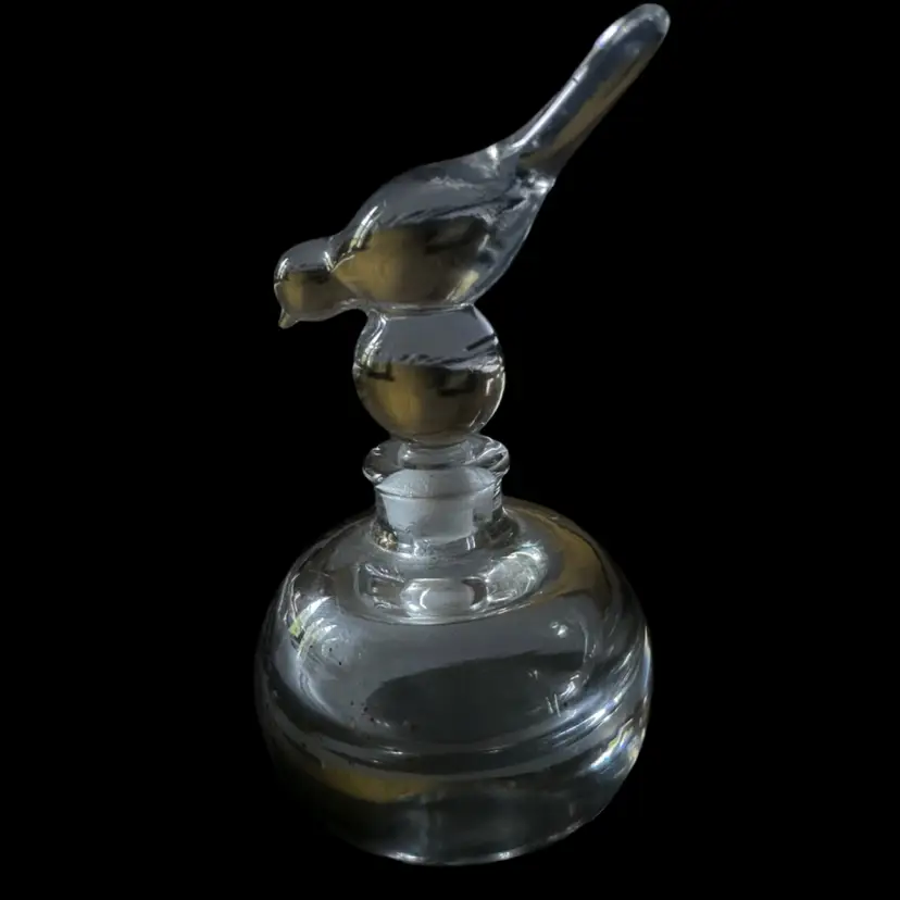 Perfume Bottle Bird Stopper Heavy Clear Glass