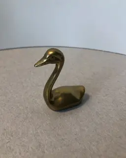 Vintage Solid Brass Miniature Swan Figurine