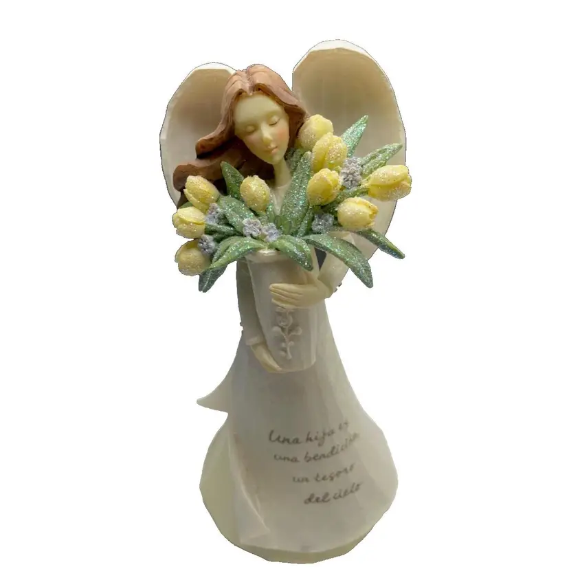 Spanish Angel with Yellow Tulips by Foundations Enesco ~"Hija es una Bendicion"