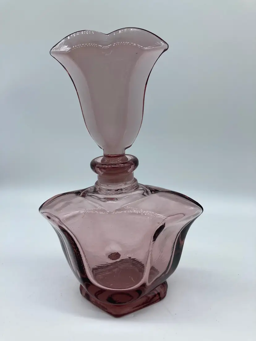 PERFUME BOTTLE WITH FLARED STOPPER LEAD Blow Uranium Glow Purple glass