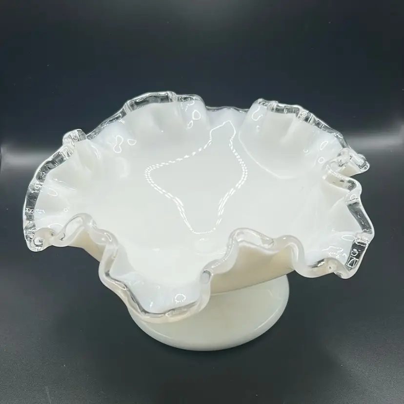 Fenton, Silver Crest, Milk Glass Pedestal Compote
