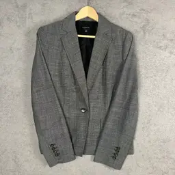 Talbots Tailored Blazer Womens Size 14 Gray Wool Blend One Button Career Classic