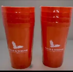 Field & Stream Orange Plastic Drinking Cups New Sealed 8 Pack