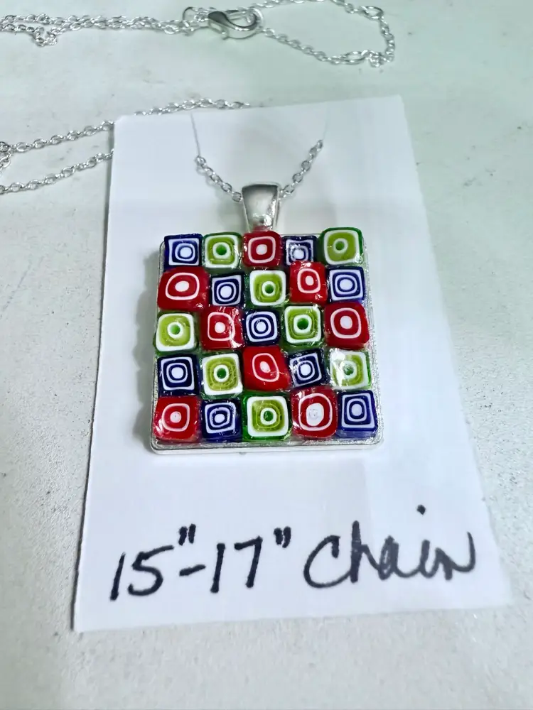 Millefiori Glass Pendant 17-18 Inch Chain