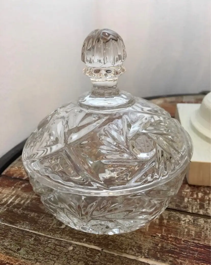 Star of David Cut Crystal Candy / Trinket Dish with Lid