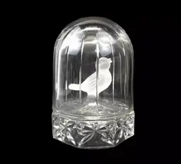 Vintage Hofbauer Byrdes Frosted Satin Crystal Bird Domed Glass Cage Paperweight