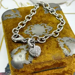Judith Ripka Sterling Silver Heart Charm Bracelet 7.5" Wrist
