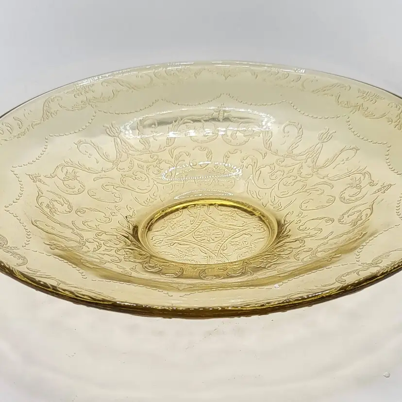 Antique Depression "Madrid" Glass Etched Conso;e/Serving Bowl 11 " Federal Glass Company