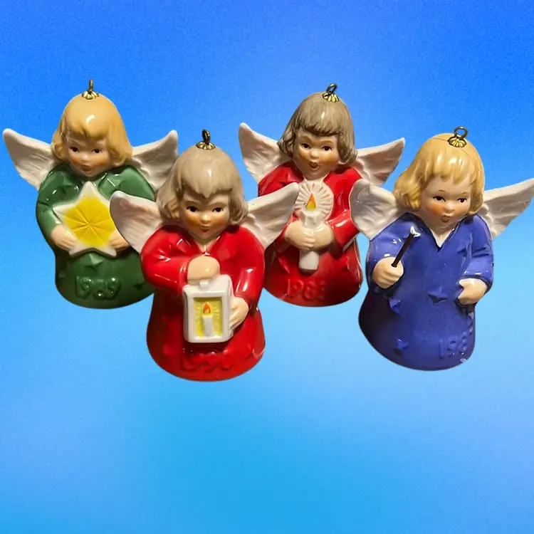 Set Of 4 Vintage Goebel Angel Bells 1987, 88, 89, and 90