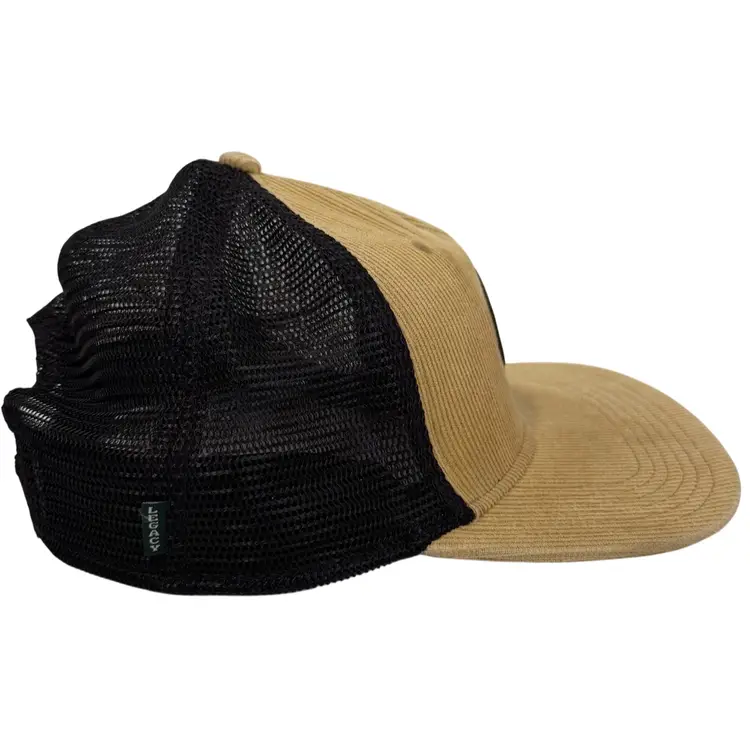 Corduroy Blue Moon Leather Patch Logo Flat Brim Brown Unisex Snapback by Legacy