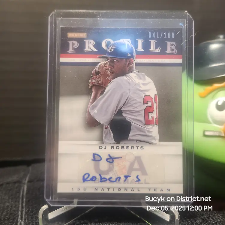 2013 Team USA Profile Auto - DJ "The Invader" Roberts Savannah Bananas 41/100